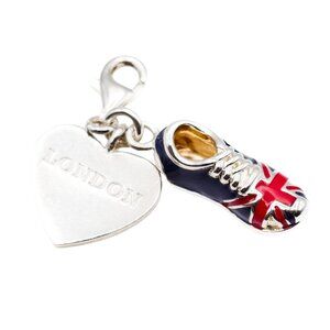 Thomas Sabo Rare 'I Love London' Heart Union Jack Sneaker Sterling Silver Charm